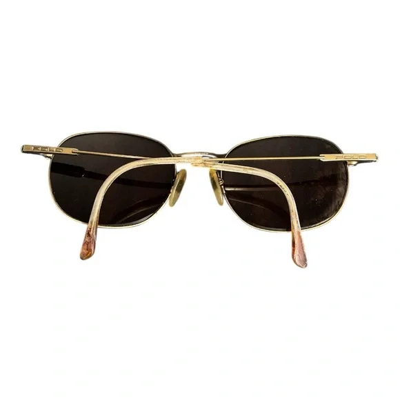 Polo Ralph Lauren Gold Oval Sunglasses Brown Lenses Vintage Style